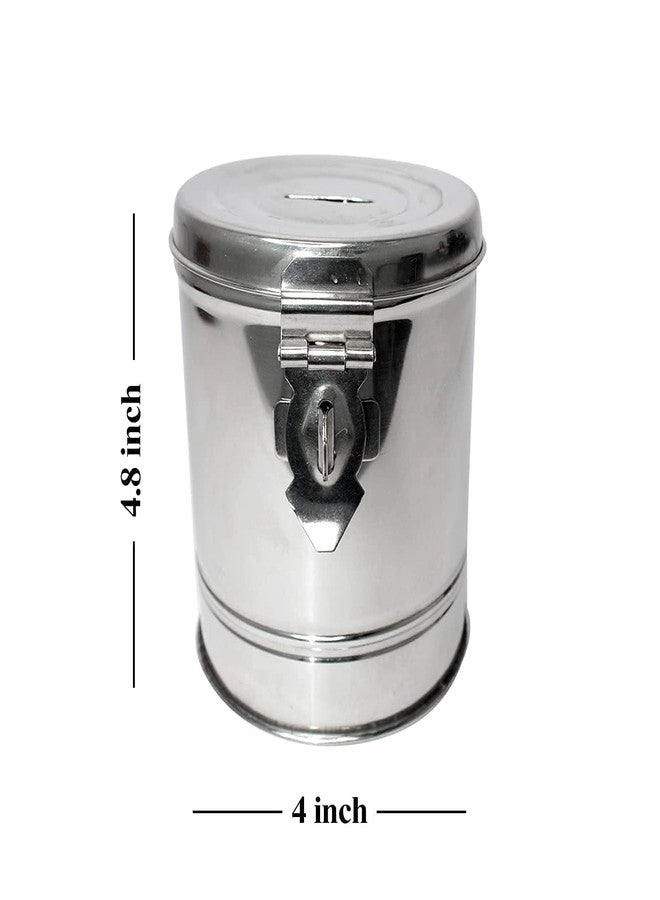 Brunchy Stainless Steel Gulak Piggy Bank, Round Shape 14 cm - Hundi Money Bank for Adults, Saving Box, Money Saving Box for Kids, Durable and Secure Design for Savings (2) - Image 2